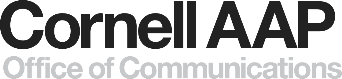 Office logo without university seal logo with Cornell AAP and Office of Communications