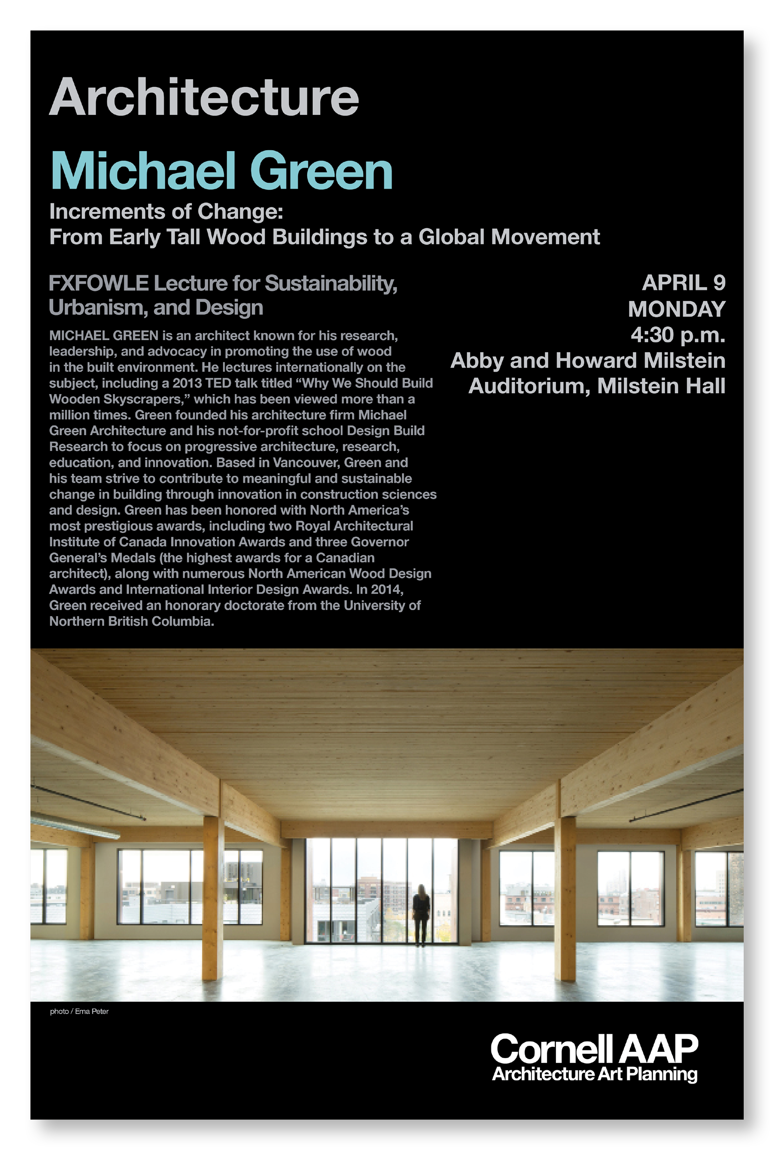 Example department lecture poster poster for an architecture lecture showing image and text usage