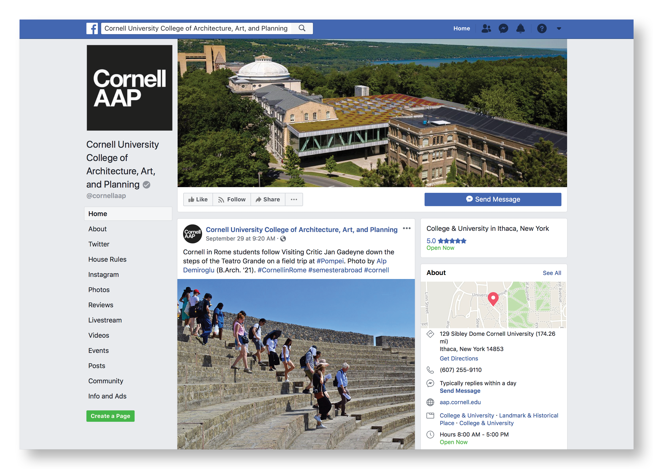 Facebook Cornell AAP's facebook page