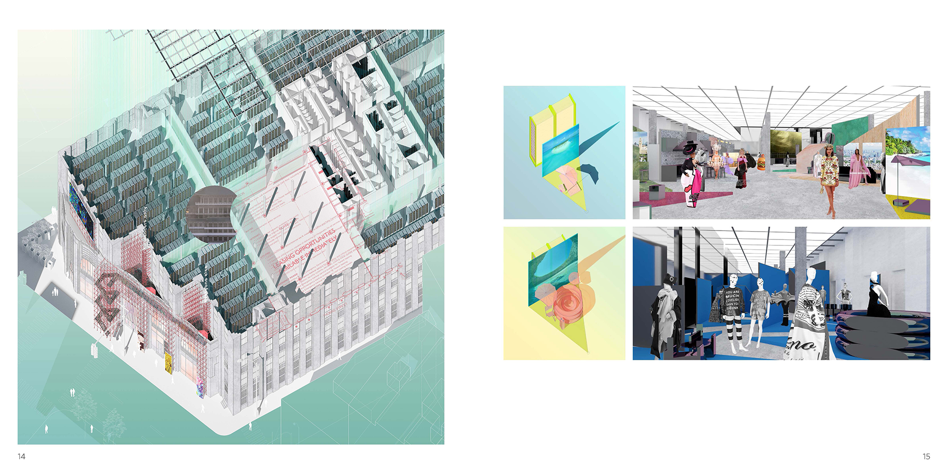 building illustrations in pastel colors