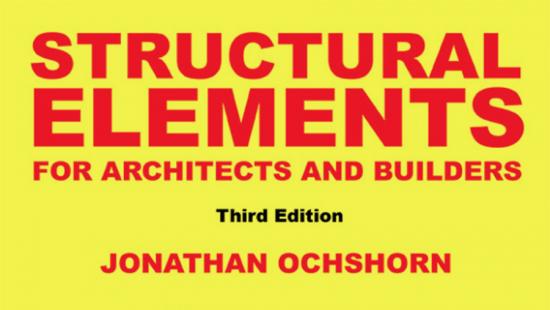 Red and black block letters on a yellow background.