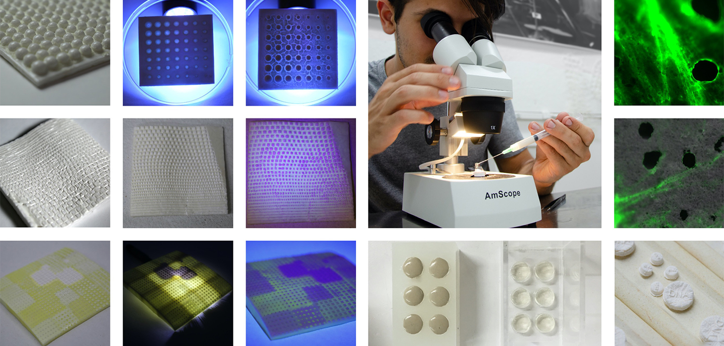 A tiled compilation of images depicting various material used in the Design Tech Program