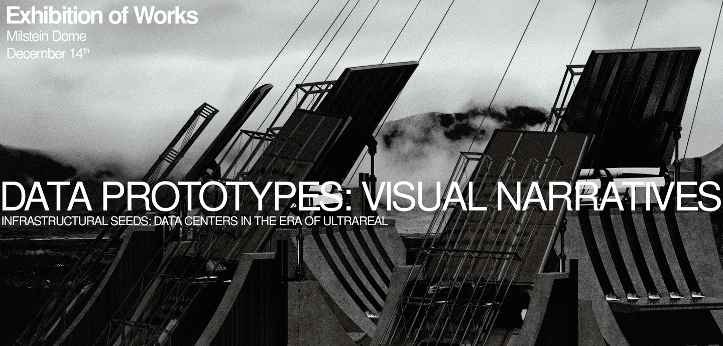 Greyscale industrial architecture in the background with text that reads 