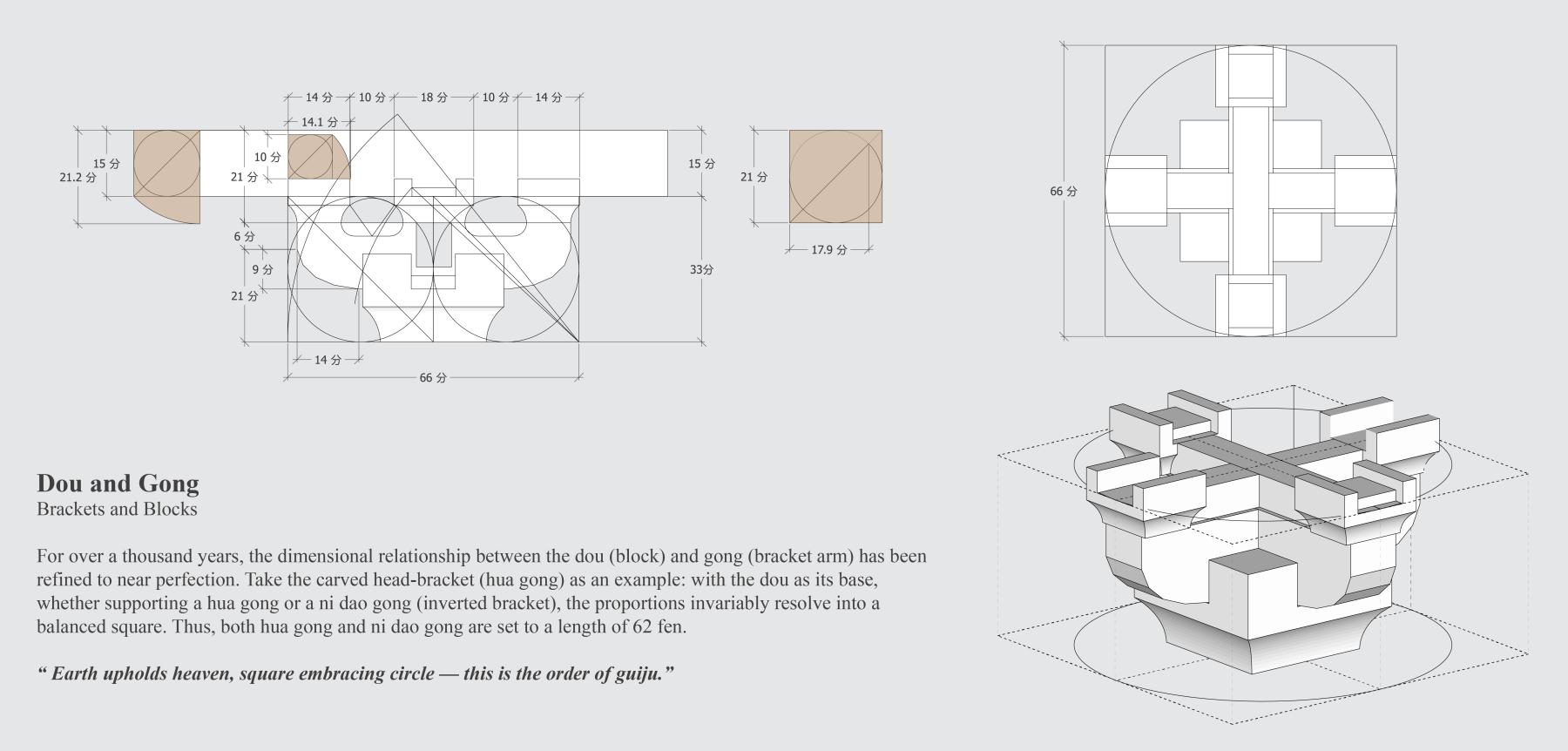 architectural drawing and rendering of a wooden structure
