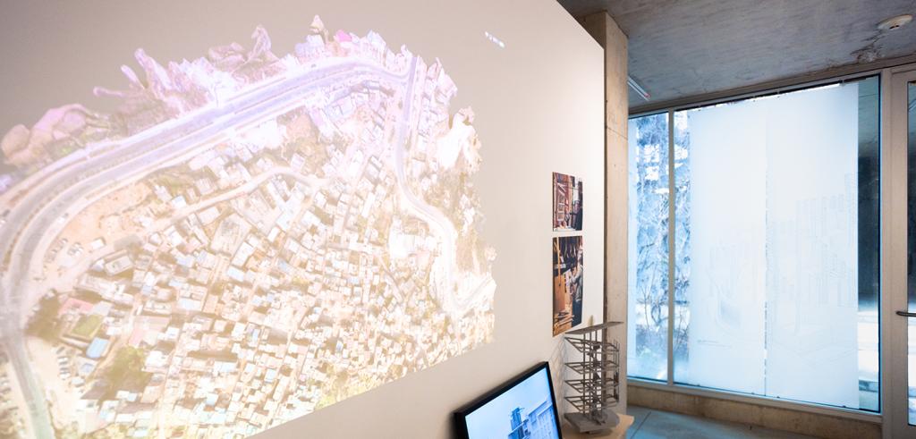 A gallery view of a projected image on a wall.