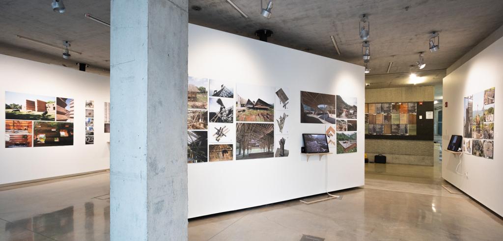 A gallery view with artwork on the walls.