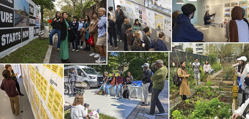 collage of pictures featuring college students working collaboratively