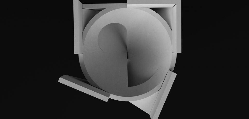 Geometric shapes inside each other: ovals, circles, squares, shadows.