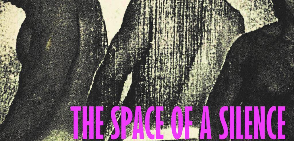 Three torsos rendered in silhouette, with overlapping pink text which reads 