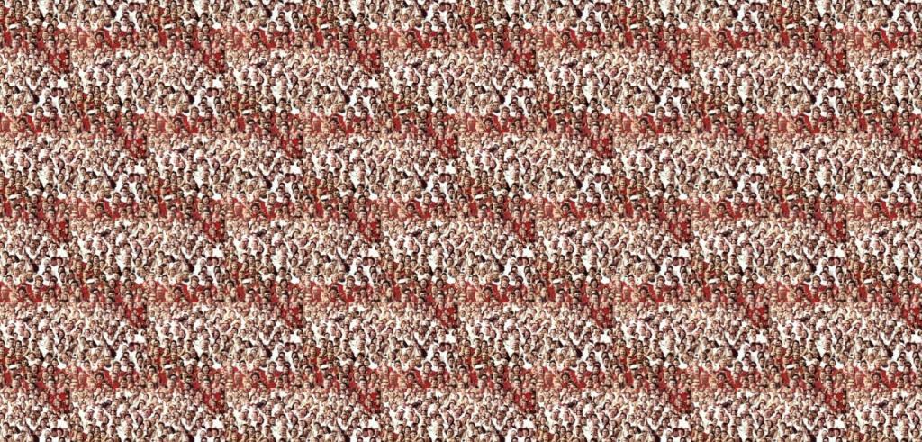 Red white and tan colors in a repeating pattern.