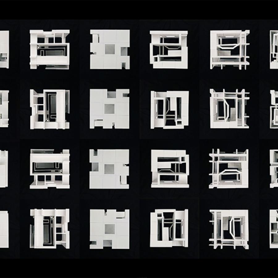 Digital rendering of an architectural structure.