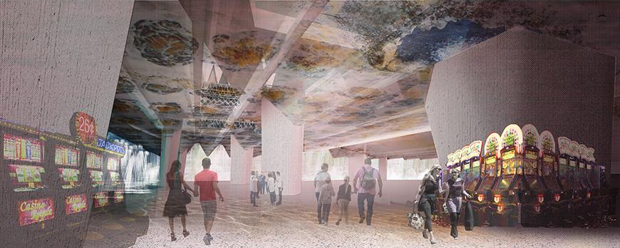 Interior render of a casino