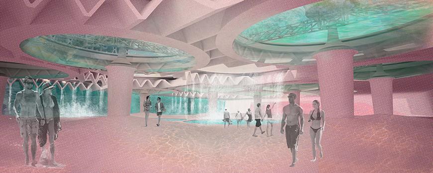 Interior render of a casino