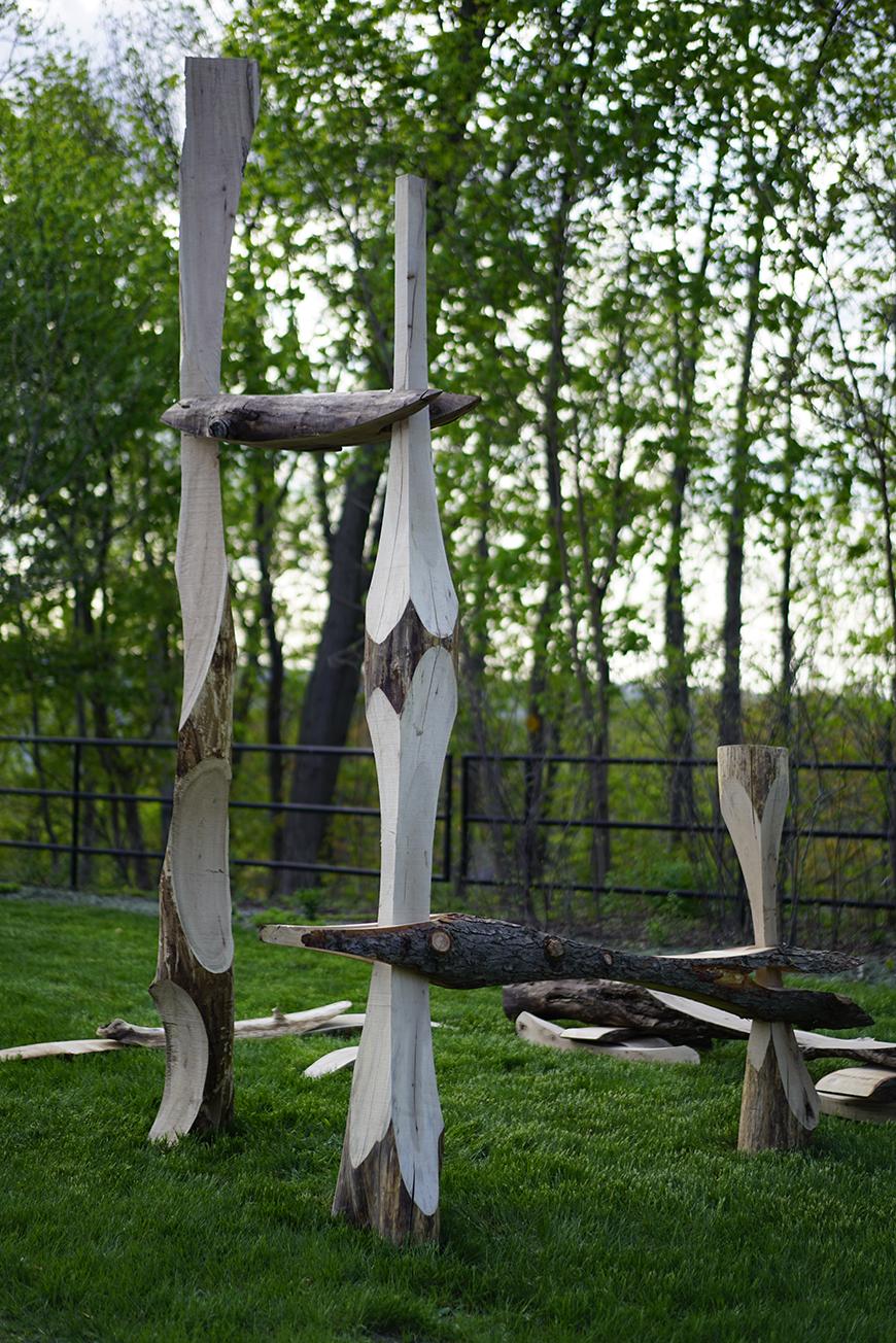 1:1 prototype set up in the grass with trees in the background